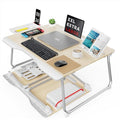 SAIJI Folding Bed Desk for Laptop, Extra Large Folding Bed Tray Table | Laptop Bed Desk for Laptops and Writing, Portable Floor Stand Laptop Desk Table for Adult,Kids, 25.6" x 19.3" ,Teak by SAIJI