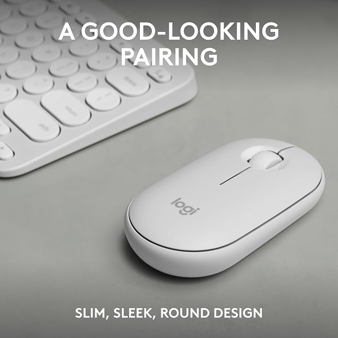 Logitech Pebble 2 Combo Wireless Keyboard and Mouse Quiet - Tonal White | Quiet and portable, customizable, Logi Bolt, Bluetooth, Easy-Switch, for Windows, macOS, iPadOS, Chrome - Image 2
