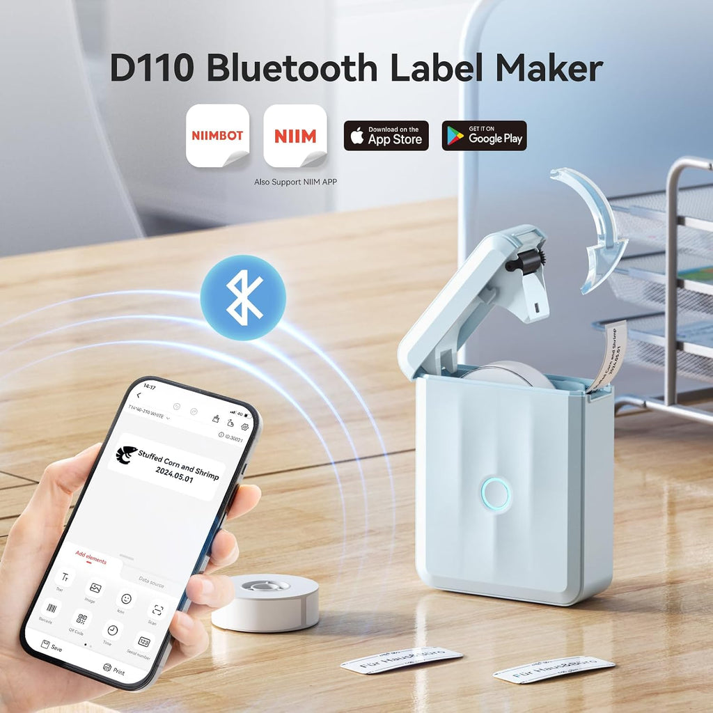 NIIMBOT D110 Bluetooth Label Maker Machine with 1Tape for Home Use, Blue - Image 7