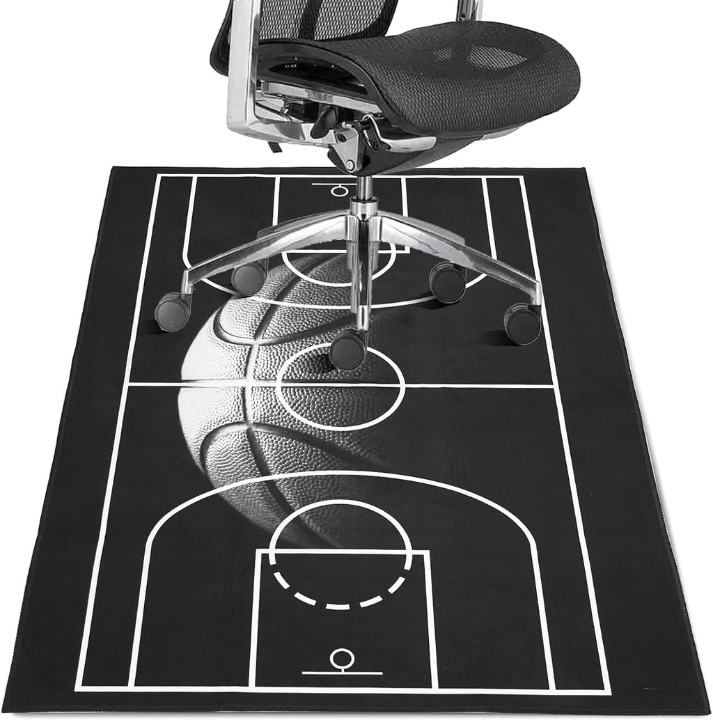 Gaming Chair Mat for Hardwood Floor 36"X 48" Heavy Duty Office Desk Chair Rug for Under Game Rolling Chairs Computer Decor Protect Mats Low Pile Non-Slip Rubber for Carpet & Tile Floor-Basketball by Wruzbxcn