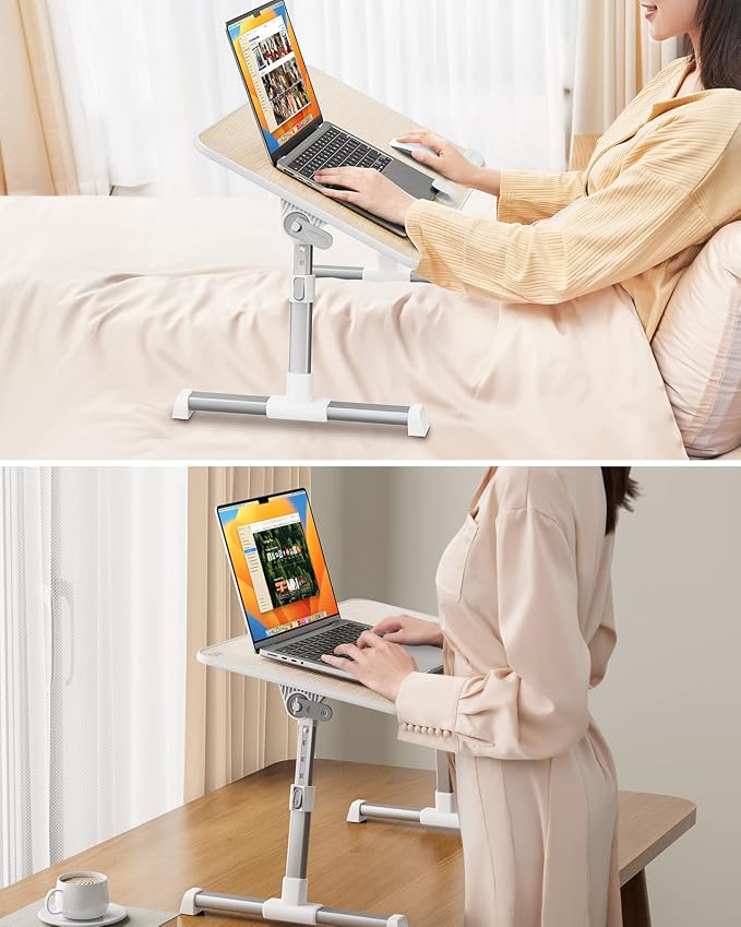 SAIJI Laptop Bed Tray Table, Adjustable Standing Desk Lap Desk | for Sofa Couch Floor Working Studying Reading Writing Eating,Fit Up to 17" Laptop(Large,Teak) - Image 3