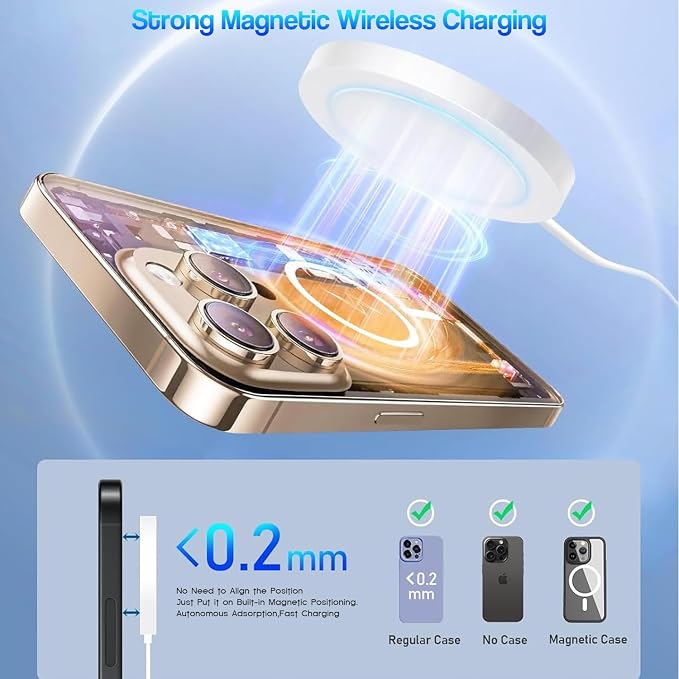 [Apple MFi Certified]Magnetic Wireless Charger for iPhone 17 16 15,2Pack 6FT 15W Apple Fast Mag-Safe Charger USB C Fast Charging Block for iPhone 17/17 Air/16/16 Pro/Pro Max/15/14/13/Plus/Pro/Pro Max - Image 5