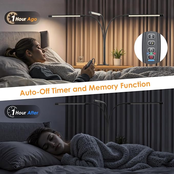 ShineTech 3-Head LED Desk Lamp with Clamp, Eye-Caring Clip on Lights | Ultra-Wide Lighting, 4 Color Modes, Stepless Brightness, Flexible Gooseneck, Memory Function & Auto-Off Time for Home Office - Image 7