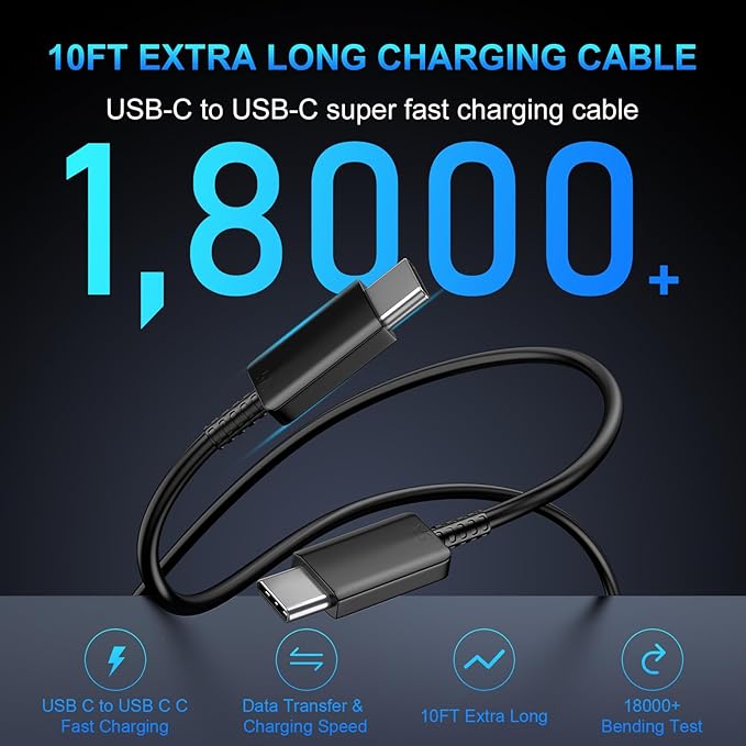60W Super Fast Charger USB C, Type C Charger Fast Charging Android Phone Charger Block with 10FT USB C Chargers Fast Charging Cable Cord for Samsung Galaxy S26 Ultra/S26+/S26/S25Ultra/S25/S24-Black - Image 5
