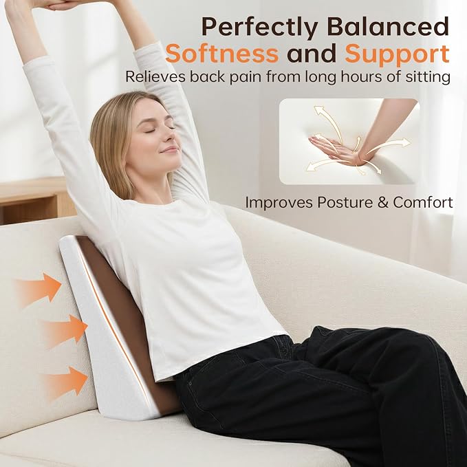 Vekkia Lumbar Support Pillow for Recliner, Ergonomic Back Support for Couch | Backrest Pillow, Improve Posture, Relieve Back Pain for Long Sitting & Elderly, for Armchair & Sofa, Removable Cover,Brown - Image 6