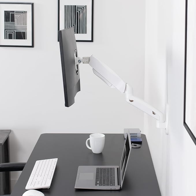 VIVO Single Monitor Counterbalance Wall Mount for 32 inch Screens up to 19.8 lbs, Full Motion, Max VESA 100x100, White, MOUNT-V001GW - Image 8