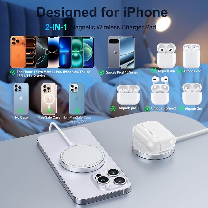 Qi2 Wireless Charger -Magnetic Wireless Fast Charging Pad for iPhone 12-17 - Image 5
