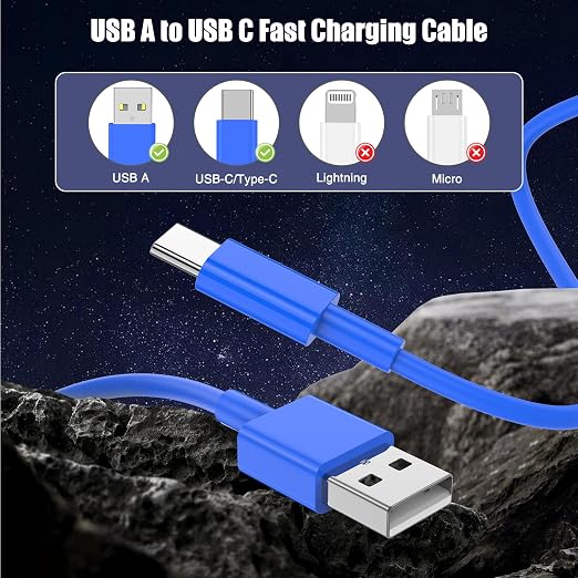 3-Pack Blue [3.3FT+3.3FT+6FT] USB A to USB C Cable, Compatible with iPhone 15/16, iPad, Samsung, MacBook, PS5 and More, Fast Charging, Carplay Cable - Image 5