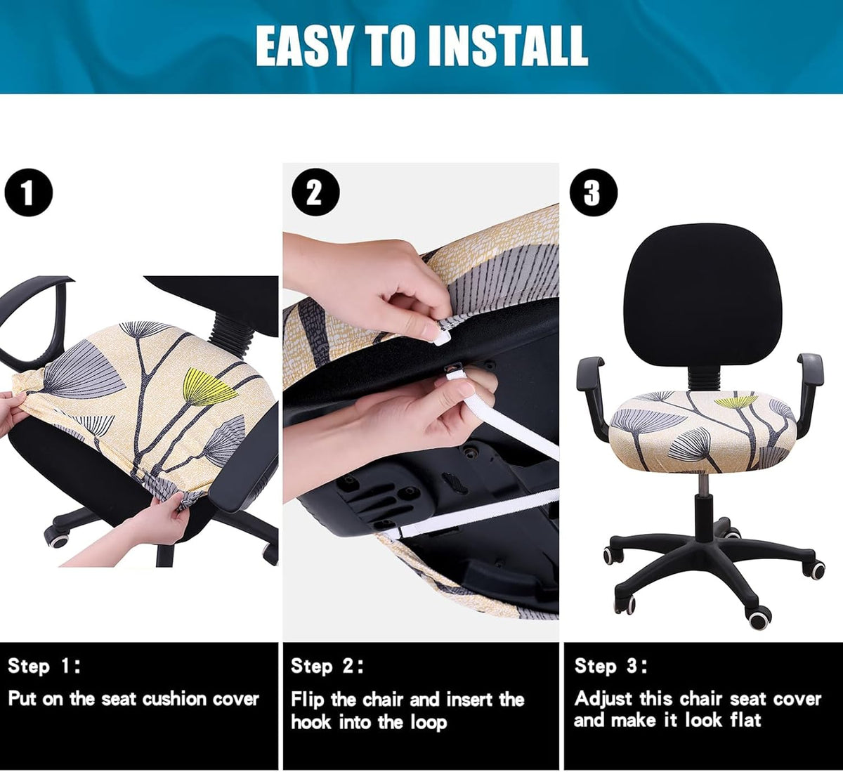 Smiry Stretch Printed Office Computer Desk Chair Seat Covers - Image 7