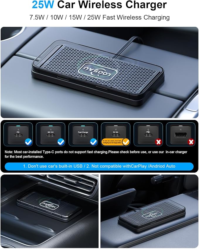 25W Wireless Charger Car Fast Wireless Phone Charging Pad Type C | Non Slip with 45W Type-C Car Charger Compatible for iPhone 17 16 (25W)15 14 13 12(15W) Pro Max - Image 2