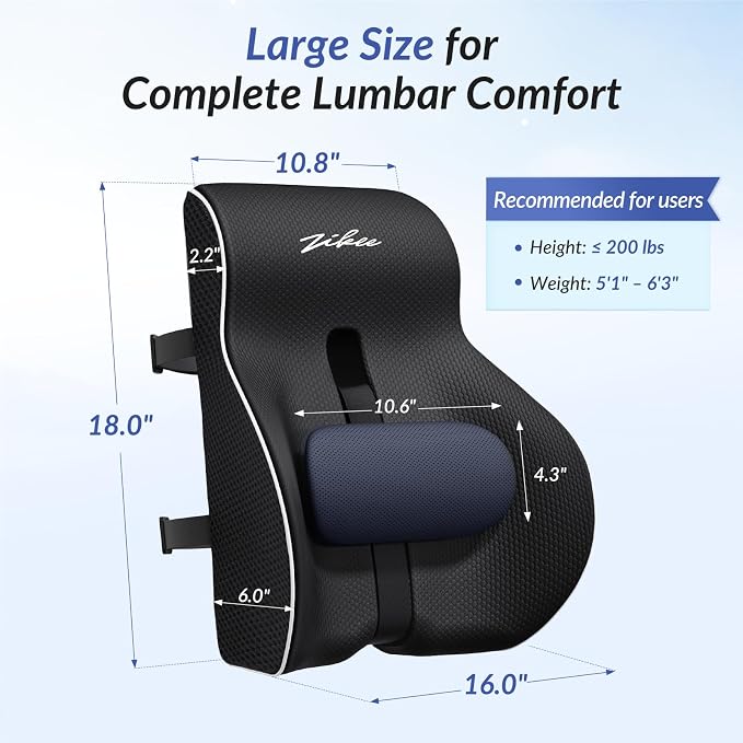 Lumbar Support Pillow, Sliding Support for Precise Back Pain Relief | Ergonomic Lumbar Support Pillow for Office Chair, Improves Posture, Memory Foam Back Support Pillow for Office, Car, Home - Image 8