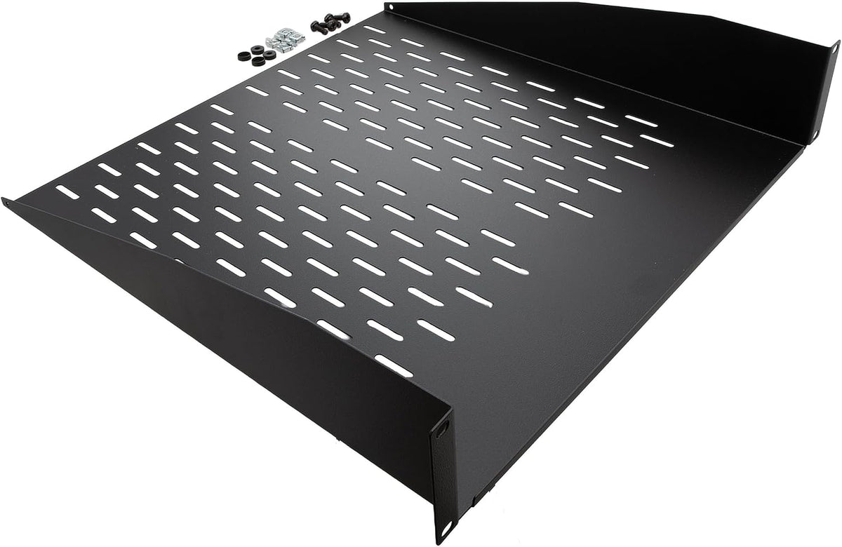 Navepoint 2U 19-Inch Universal Vented Rack Mount Cantilever Server Cabinet Shelf 18-Inches Deep with Lip Black - Image 4