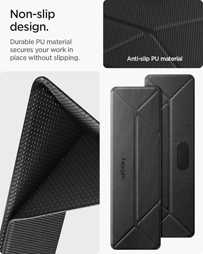 Spigen Slim Fold Portable Laptop Stand Keyboard Riser Foldable Ergonomic Angle Lift Anti-Slip Compatible with MacBook Neo, MacBook Air, MacBook Pro 11"-16" and iPad/Air/Pro and More - Black (LD201-S4) | Ergonomic Angle Lift Anti-Slip for MacBook Neo, M... - Image 5