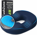 Donut Pillow Seat Cushion, Cooling Gel Memory Foam Chair Cushion, Blue | Office, Home & Car Seat Cushion, Butt Pillow for Tailbone Pain Relief, Hemorrhoids and Everyday Sitting Comfort by CushZone