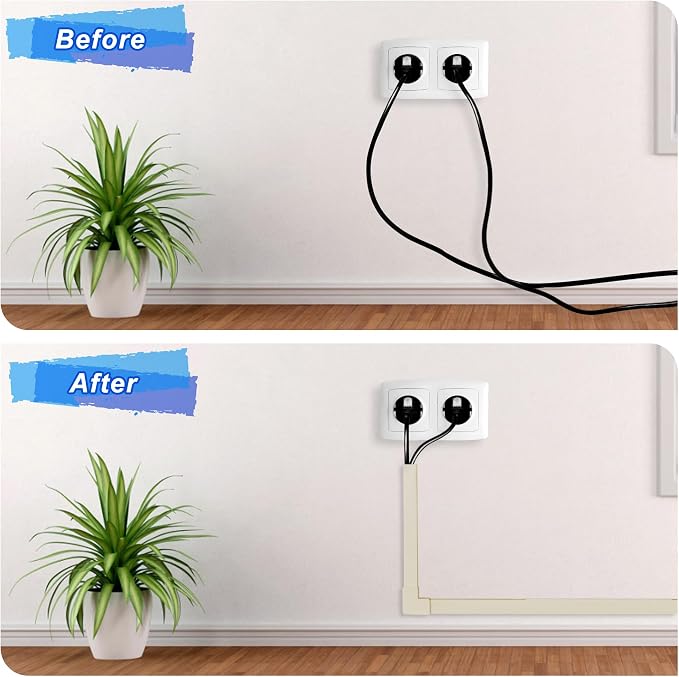 392.5in Wire Covers for Cords Kit - Beige Cord Cover, Wall Wire Hiders, TV Cable Hider, Cord Hider - Mounted TV, Cord Concealer - 25 x 15.7 W 0.95H 0.55in - Image 6