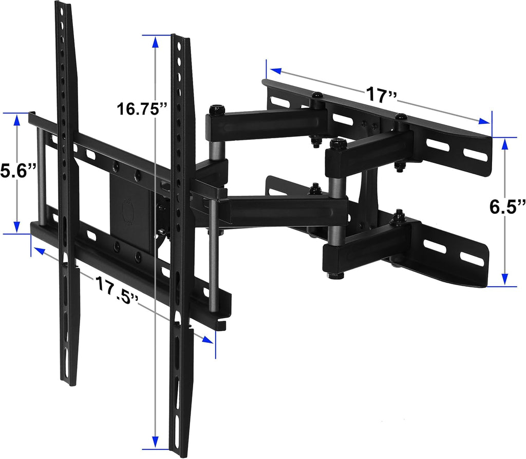 Cheetah Articulating Dual Arms TV Wall Mount for 32-65 Inch TVs, 115lbs VESA 400x400mm, 16" Studs, New TVs up to 83", Low Profile & Extends 14", Full Motion Tilt Swivel Bracket & 10 ft HDMI Cable - Image 3