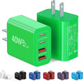 [2-Pack] 40W USB C Charger Block, 4-Port Type C Fast Charging Brick Dual PD&QC Wall Plug Adapter Power Brick for iPhone 13/14//15/16/17 Pro Max Plus/iPad/Airpods/iwatch/Samsung Galaxy (Green) by CSODINCE