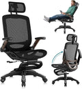 Ergonomic Office Chair with Footrest, High Back Mesh Computer Chair with Flip-Up Arm, 3D Headrest, 135° Reclining, Rolling Gaming Task Chair with Wide Seat Lumbar Support,300LBS by GABRYLLY