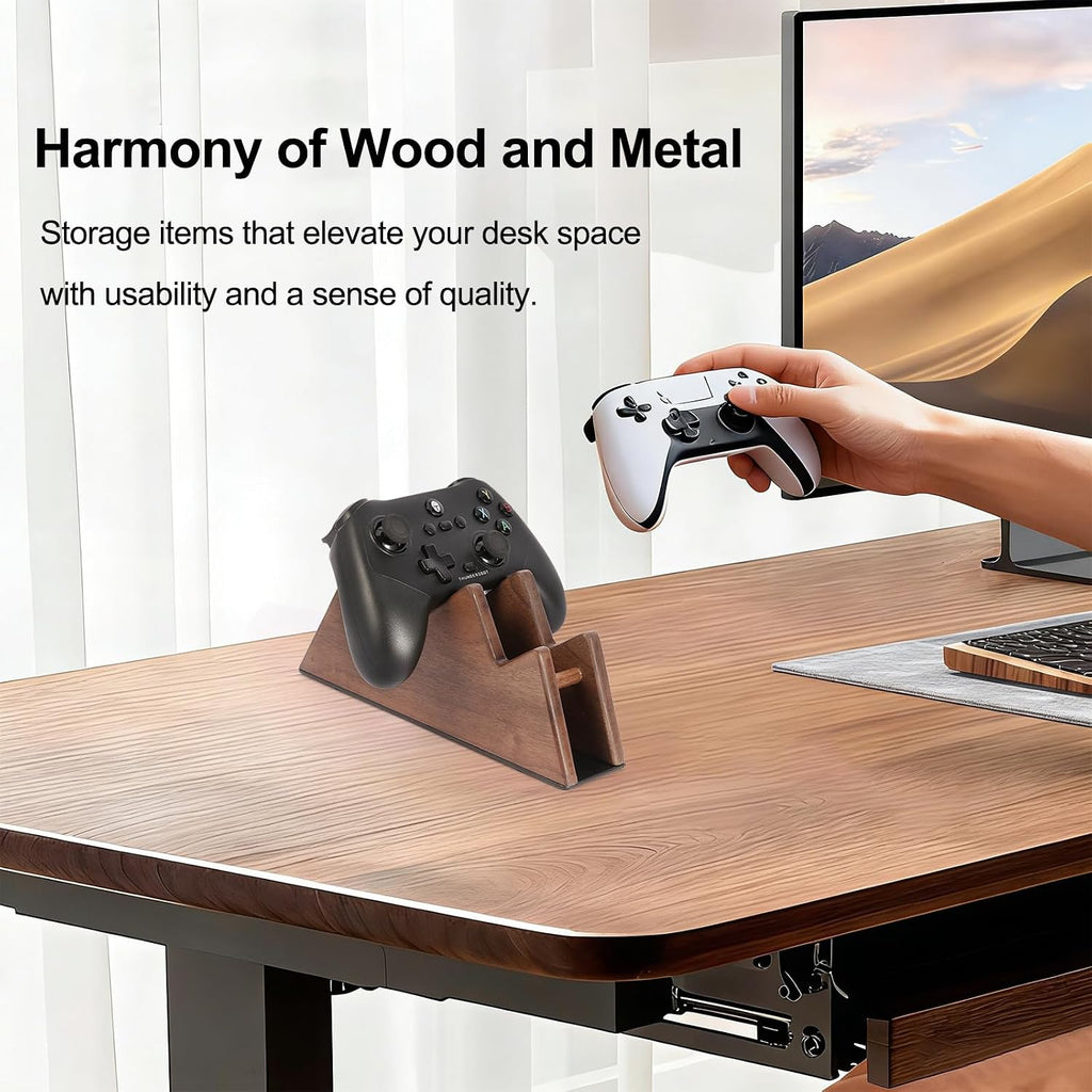 Solid Wood Controller Stand Dual Gaming Controller Holder for Desk - Image 5