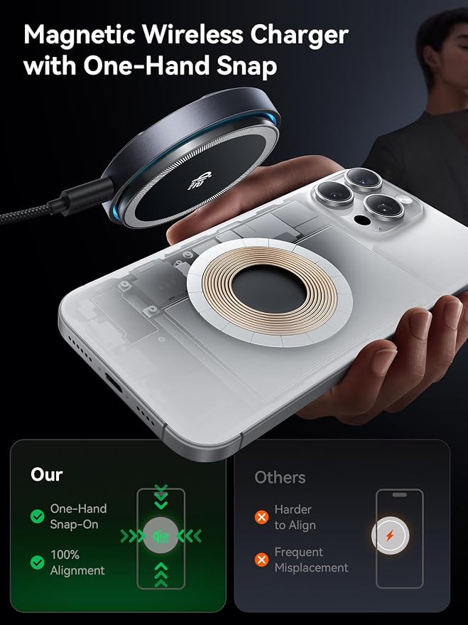 Qi2.2 25W Magnetic Wireless Charger with Cooling Fan | Fast Charging Pad for iPhone 17/16/15/14/13/12 Pro Max and AirPods, 6.6 ft Cables, 35W Adapters Included for Desk(2Pack) - Image 7