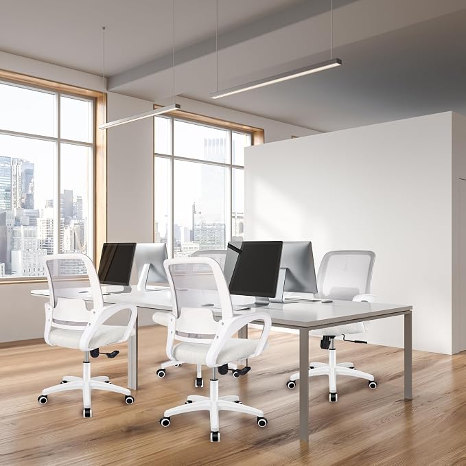NEO CHAIR Home Office Desk Chair Ergonomic Mesh with Lumbar Support, Ivory | Comfortable Mesh Support, Adjustable Height, 360° Swivel and Smooth Casters Designed for Long Hours of Work or Study - Image 7
