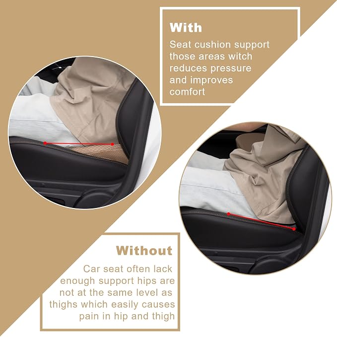 Livtribe Car Seat Cushion - Memory Foam Car Seat Pad - Sciatica & Lower Back Pain Relief - Car Seat Cushions for Driving - Road Trip Essentials for Drivers(Beige) - Image 3