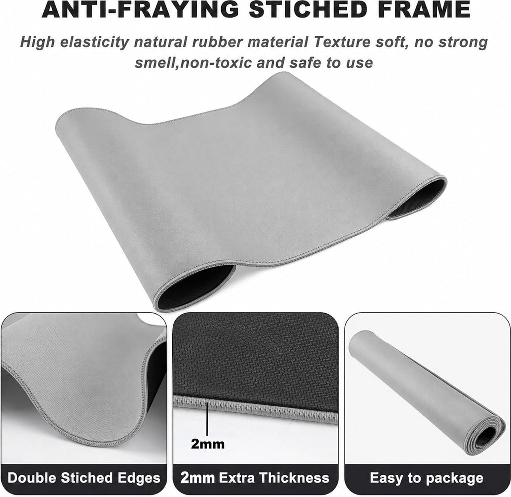 Large Mouse Pad Desk Mat Large Office Desk Pad with Stitched Edges, Gray - Image 5
