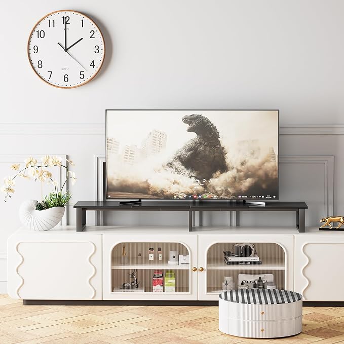 aboxoo 59" Large TV Riser Stand for 32-75 Inch TV, TV Shelf with Steel Legs | Black TV Riser Stand with Storage, Tabletop TV Riser for Home Living Room, Study Office, Fit TV, Monitor, Laptop - Image 8