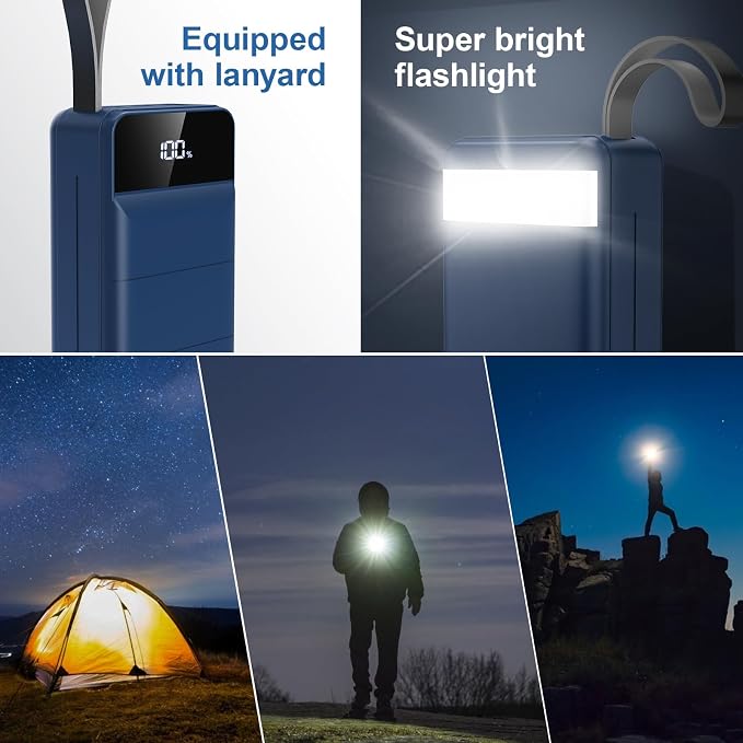 Portable Charger Power Bank 60000mAh Fast Charging 22.5W PD4.0 & QC 4.0 with USB C Battery Pack Charger Portable High Capacity Portable Phone Charger Power Bank for iPhone, Samsung, Travel (Blue) | USB C 22.5W Fast Charging, PD4.0 & QC 4.0, High Capaci... - Image 6