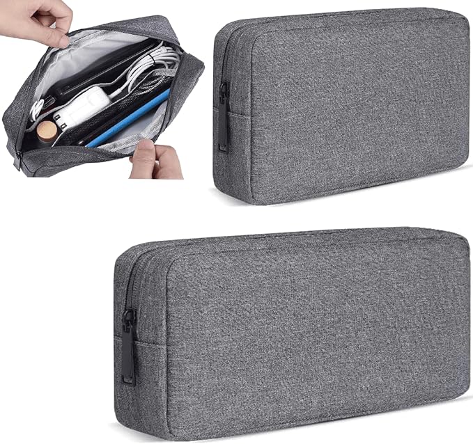 CAAORDKSO Electronics Organizer Travel Case, Travel Cable Organizer Pouch Electronic Accessories Carry Case Portable Waterproof Storage Bag for Hard Drive, Cord, Charger, Mouse (Small+Big, Dark Gray) by Unknown