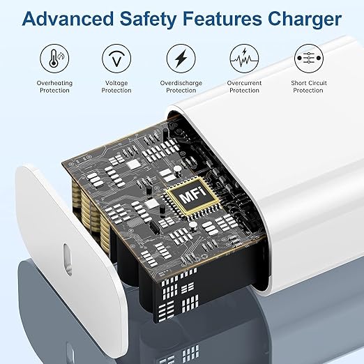 iPhone 17 16 15 Fast Charger and 6ft Type C to C Cable Cord Long, 20W USB C Charging Block Plug for Apple iPhone 17 Pro Max/17 Air/16 Pro/16 Plus/15 Pro/15 Mini/iPad Power Adapter Cube Brick/AirPods - Image 5