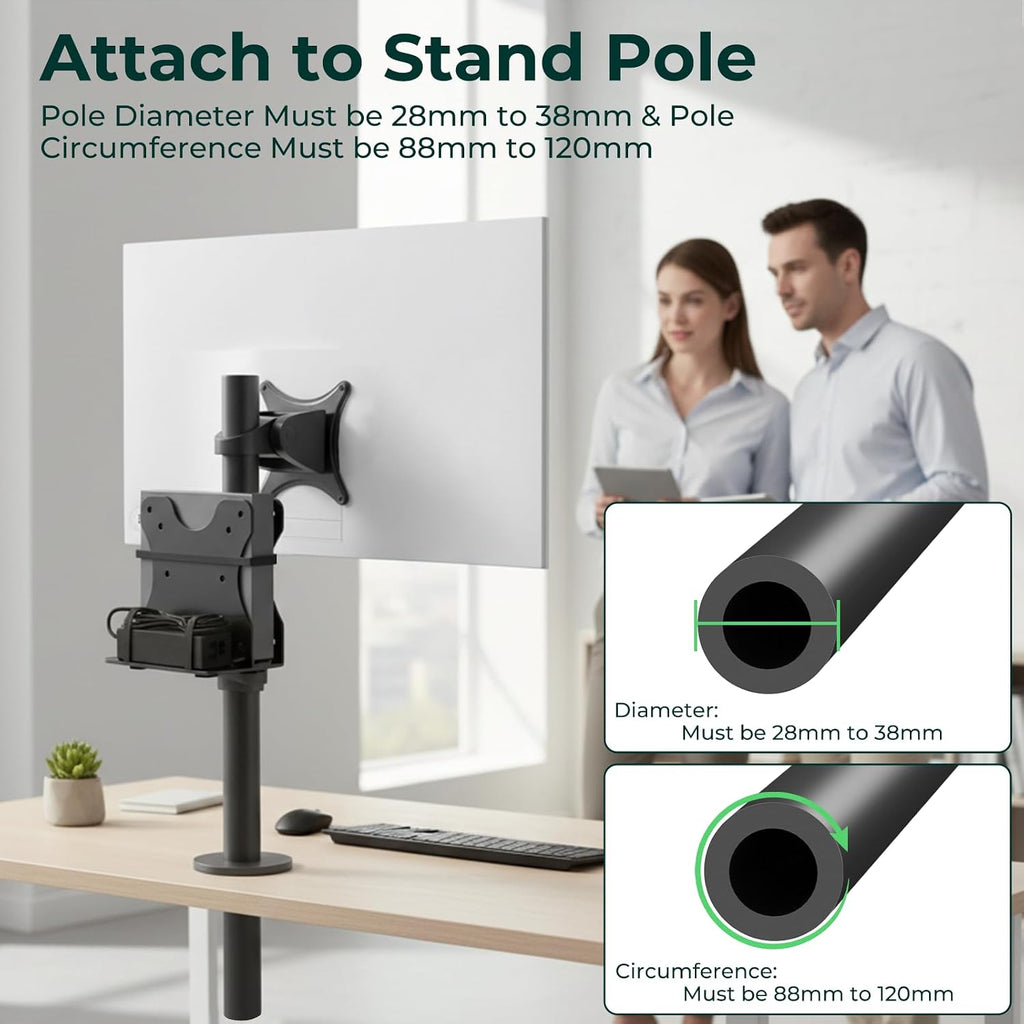 Adjustable Mini PC Vesa Mount Bracket Behind Monitor, Under Desk, Attached to Monitor Arm, Wall or Stand Pole for HP, Dell, KAMRUI, Mac Mini, GMKtec, Cable Boxes, Wi-Fi Routers and Small CPUs - Image 5