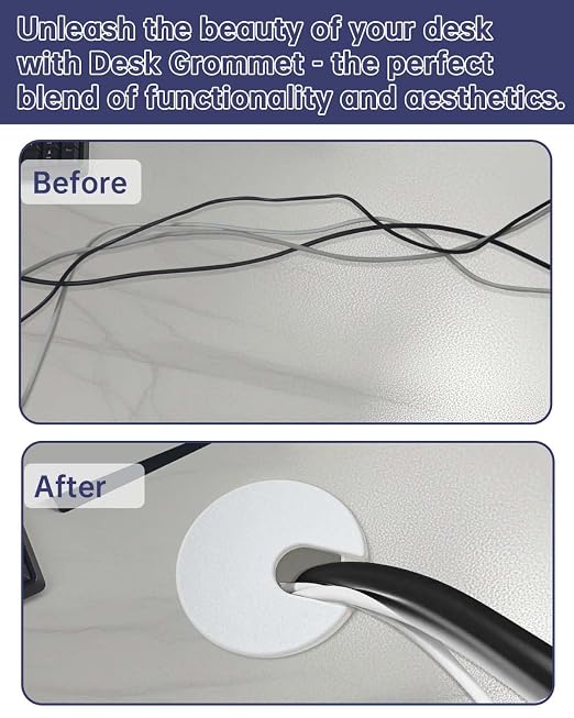 1-3/8 in. Hole Saw with 10PCS White Desk Grommet - Cable Management Kit for TV, Office, and Home Table - Hide Wires Behind Wall, TV Wall Cable Pass Through, Desk Cable Hole Covers - Image 5