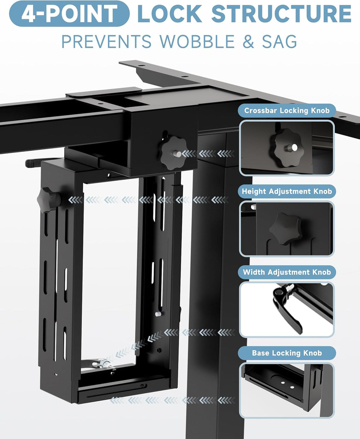 Under Desk PC Mount, No Drill Clamp On Computer Mount for Standing Desk - Image 7