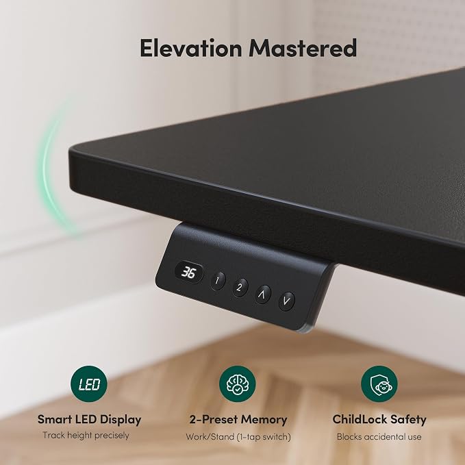 FEZIBO 75" x 63"L Shaped Standing Desk Adjustable Height, Electric Stand up Corner Computer Desk, Sit Stand Home Office Desk with Splice Board, Black - Image 8