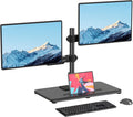 Pholiten Dual Monitor Stand with Wooden Base | Gas Spring Height Adjustable Arms, Each Holds 32 Inch Screen up to 22lbs, VESA Mount 75x75/100x100mm, Tilt/Swivel/Rotate by PholitenMonitorArm