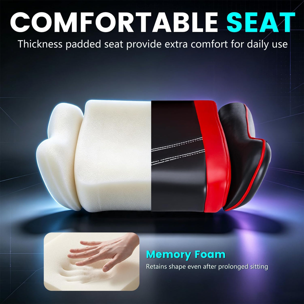 BestOffice | Ergonomic Gaming Chair | Red | Reclining Computer Chair with Lumbar Support, Headrest Pillow, Adjustable Footrests | 360 Swivel with Heavy Duty Wheels | for Home & Office - Image 5