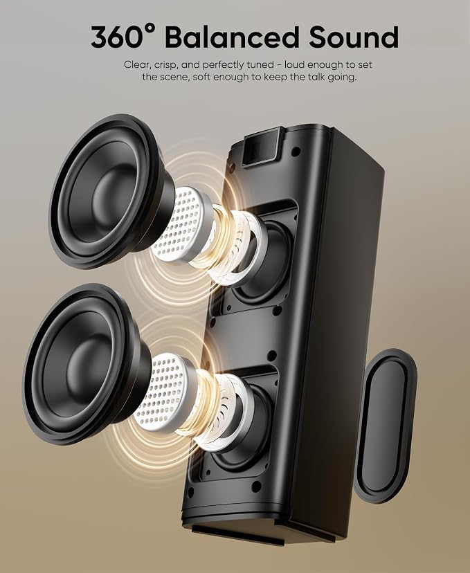 Inwa 400W Outdoor Bluetooth Speakers with Lights, IP65 Waterproof, AC-Powered Stereo Speaker, Auracast Wireless Multi-Speaker Pairing, Wall Mount Sound System w/Aux for Porch, Patio, Garage, Home - Image 5