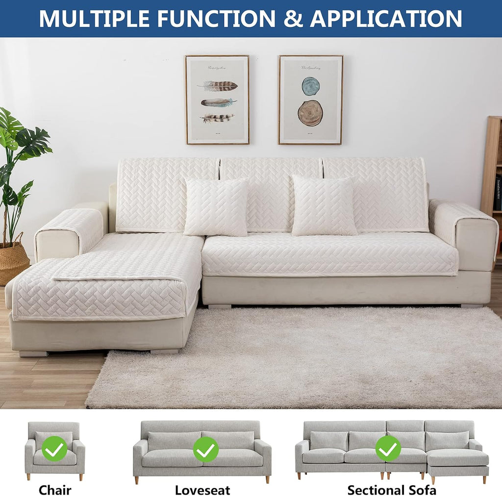 Velvet Couch Armrest Covers for Sofa,White,1PC,28''x28'' - Image 2