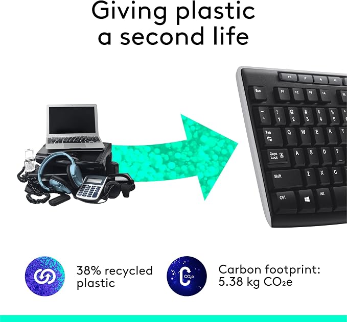 Logitech K270 Full Size Wireless Keyboard for Windows - Black | Full-size keyboard with number pad, 8 multimedia keys, includes USB-A receiver, 2-year battery, compatible with PC, laptop - Image 9