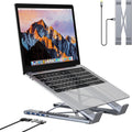 5-in-1 USB C Hub Adjustable Aluminum Laptop Stand | 4-Port USB A 3.0 with 5Gbps Data Transfer USB C Hub Docking Station [Charging Not Supported] for Mac Pro/Air/Dell/HP/Lenovo by Mukiya