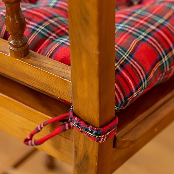 vctops Christmas Red Tartan Chair Cushions with Ties (Pattern H,16"x16") | Soft Comfortable U-Shaped Chair Pads Non Slip Seat Cushions for Indoor Dining Room and Kitchen Chairs - Image 6