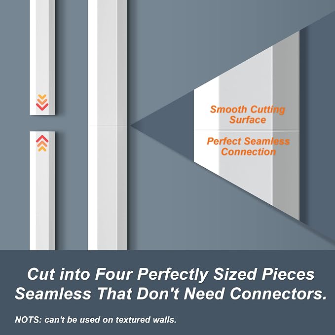 PVC Cord Hider Cable Management Wall, 62.8in TV Cable Hider | Paintable Cable Concealer for Wall Mounted TV, Cable Raceway Black Wire Hider, Wall Wire Covers for Cords, L15.7inW1.2H0.59in - Image 4