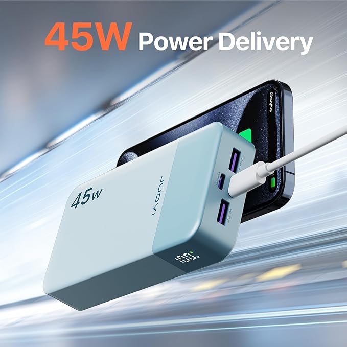 JUOVI Power Bank 45W 20000mAh Portable Charger USB C, PD QC Fast Charging 4-Port(2C+2A) External Battery Pack with LED Display, for iPhone 15 16 MacBook ipad | PD QC Fast Charging with 4 USB Ports(2C 2A), LED Display External Battery Pack for iPad Tabl... - Image 2