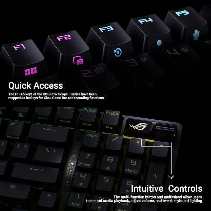ASUS ROG Strix Scope II 96 Wireless Mechanical Gaming Keyboard – 96% Full-Size, Tri-Mode Connectivity, Hot Swappable Pre-lubed ROG NX Storm Clicky Switches, PBT Keycaps, RGB, PC/Mac Support - White - Image 7