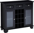 Kings Brand Buffet Sideboard Cabinet with 12-Bottle Wine Rack, Black by Kings Brand Furniture