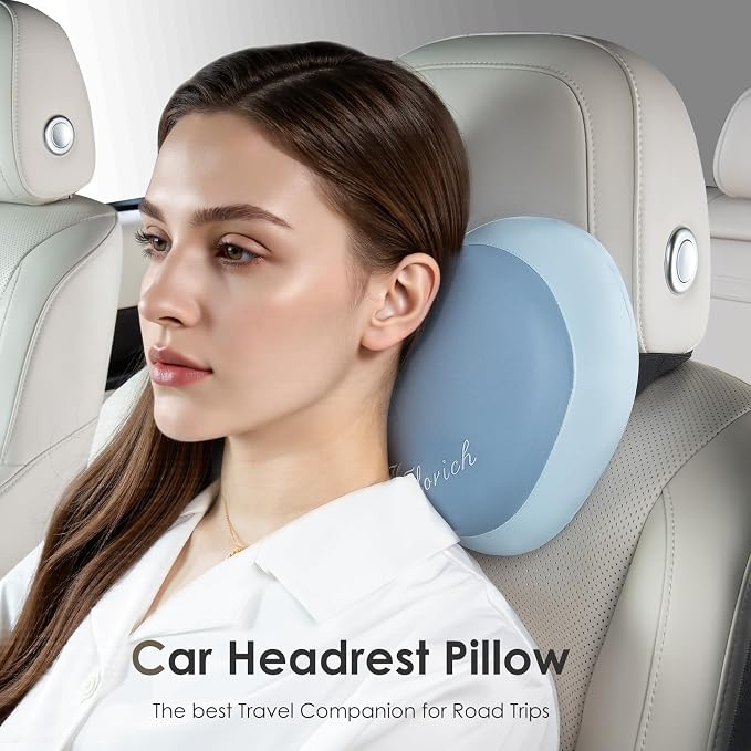 Lumbar Support with Car headrest Back Pillow for Chairs Headrest Pillow for Car Ergonomic Ultrathick Memory Foam Back Pillow for Office Chair (Blue) - Image 4