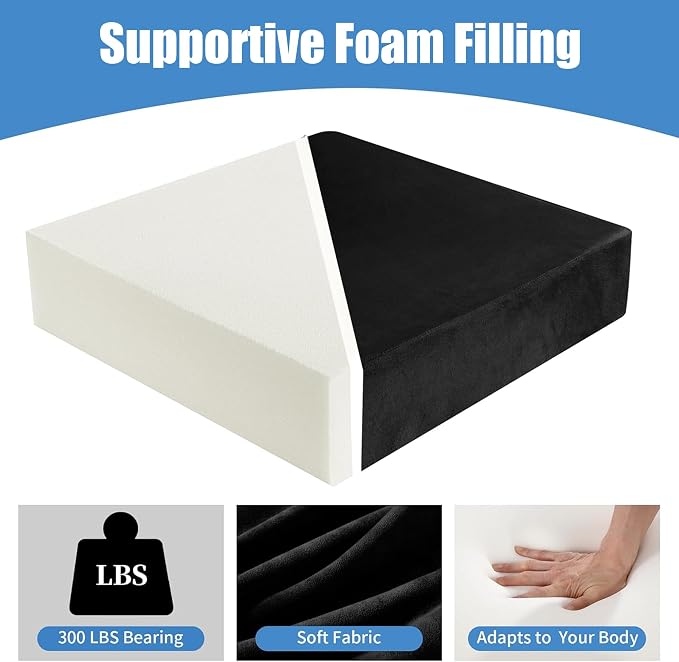 HOMBYS Recliner Seat Cushion with Lumbar Support Pillow and Adjustable Headrest, Medium Firm Foam Filling Chair Pad and Back Support, Non-Slip Design for Comfort and Pressure Reduce, Black - Image 3