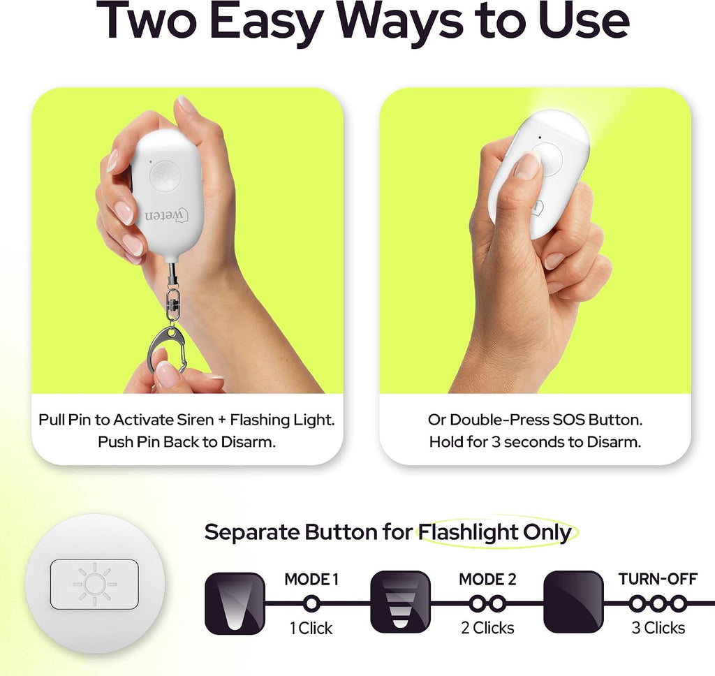 Personal Alarm Keychain for Women Self Defense, 130dB Loud Siren, 2 Pack - Image 3