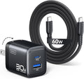 INIU Mini USB C Charger, 30W GaN Fast Charging ETL Certified Wall Adapter Block with Smart Phone Protection, Dual Port with 5ft Type C Cable for iPhone 17 iPad Samsung Google Switch etc [1-Pack Black] by INIU
